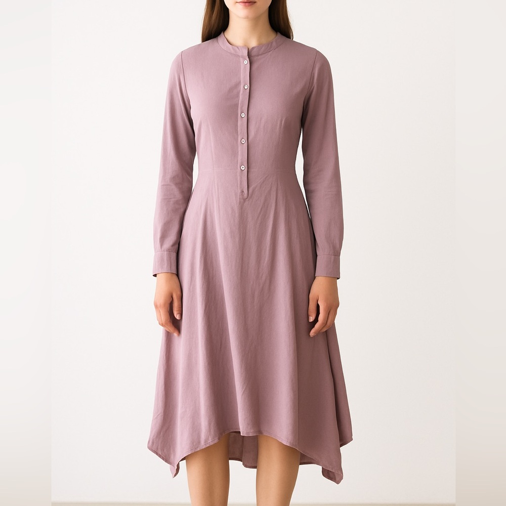 Udel NY  Mauve-Lavender Long-Sleeve Button Front Dress